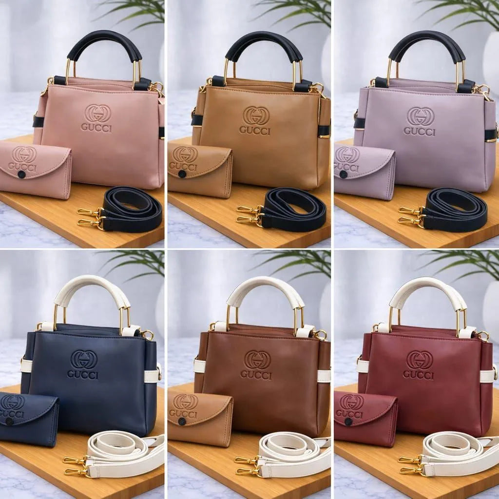 Green Leather Handbag Set for Women
