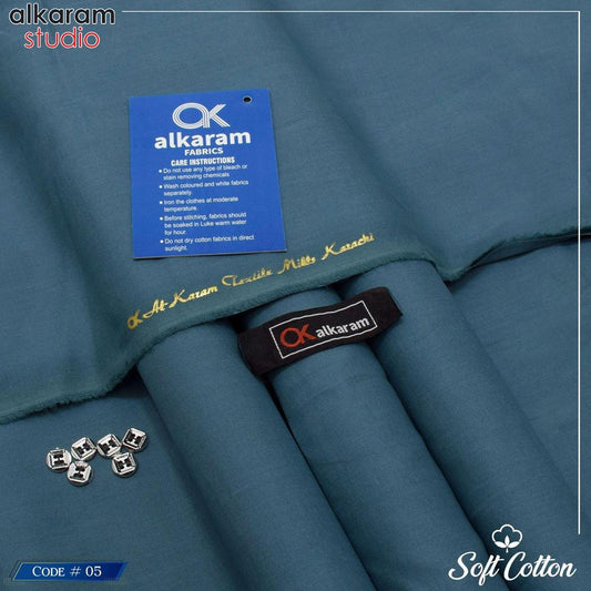 Cotton Plain Suit Turquoise 8 Buttons (Men Soft)