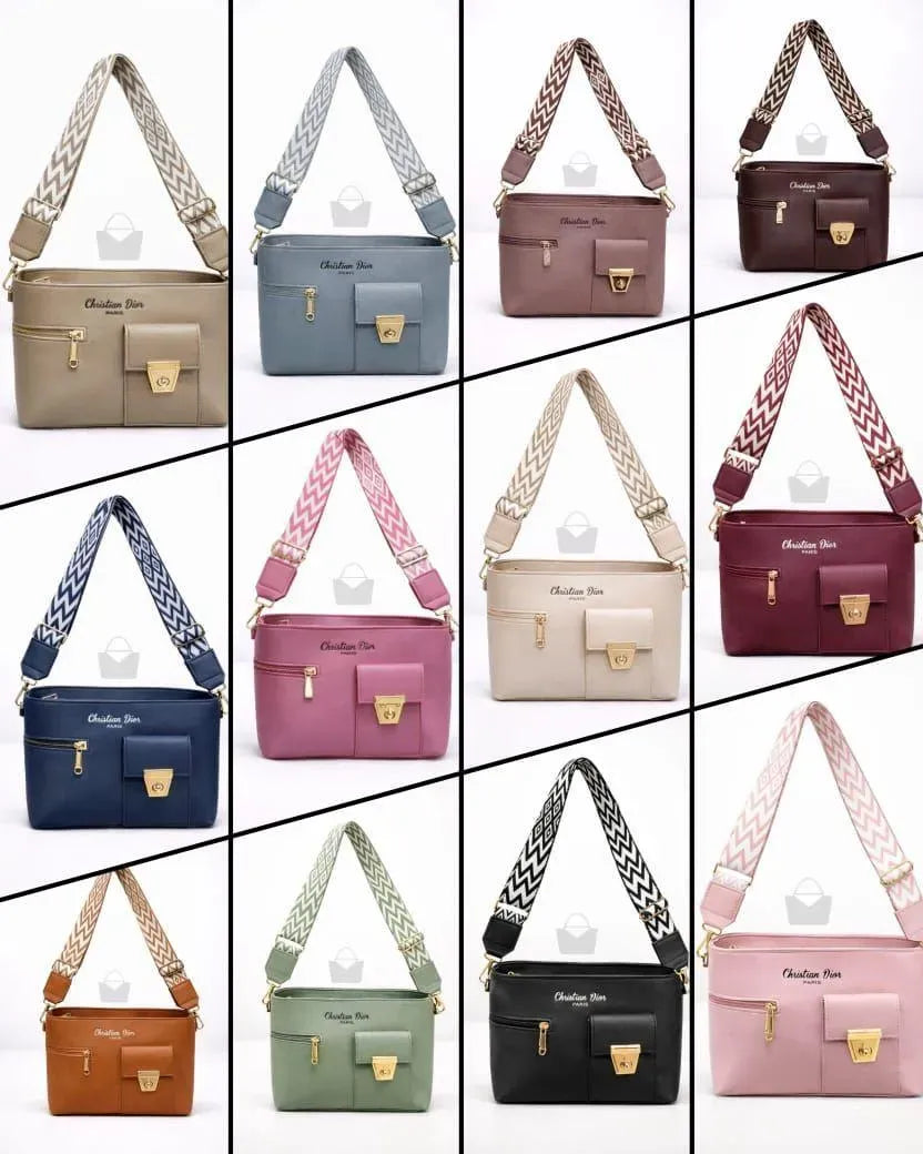 Women's Leather Shoulder Bag Black Blue Maroon Pink Beige 9x11"