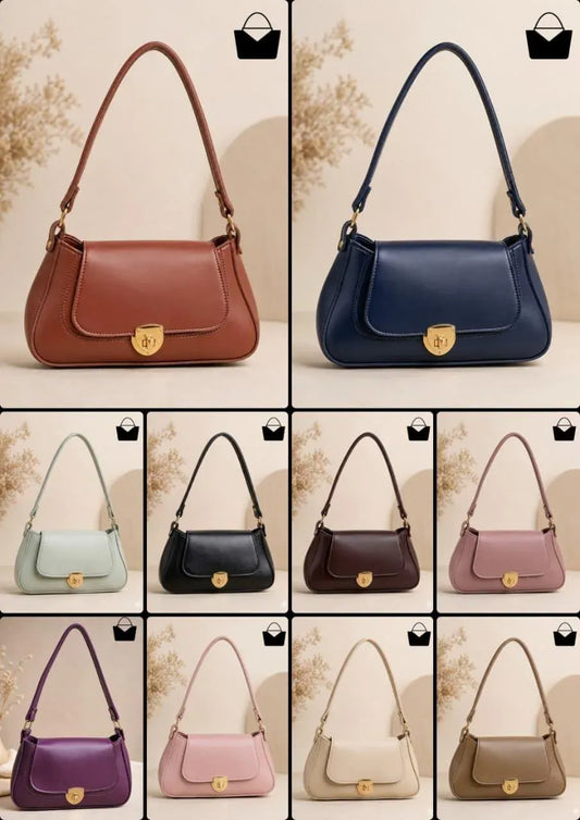 Pink Leather Shoulder Bag for Women - 1 Pc, Plain Design