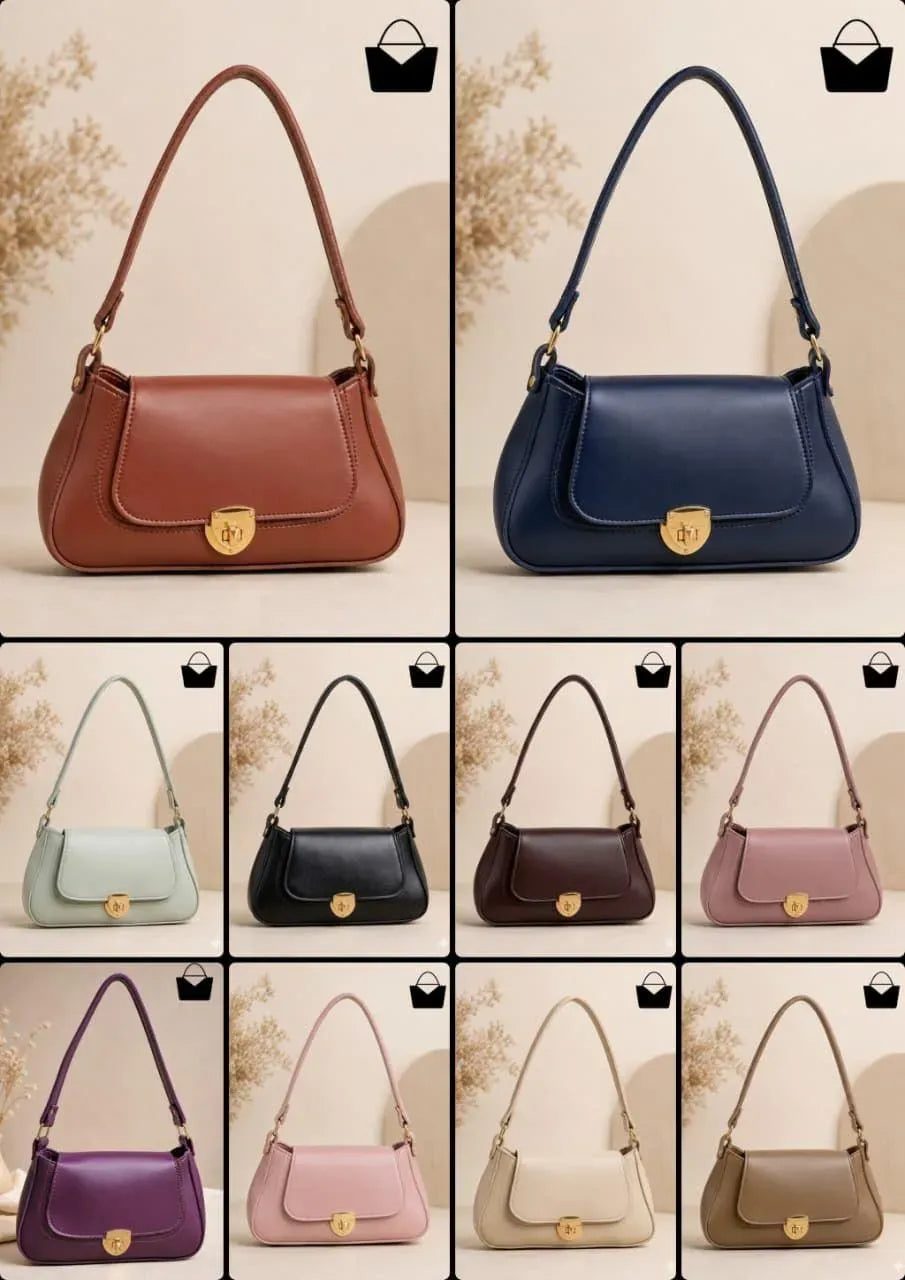 Women's Leather Shoulder Bag Black Blue Maroon Pink Beige 9x11"