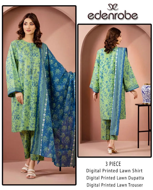 Digital Print Lawn 3-Piece Set Unstitched (Green)