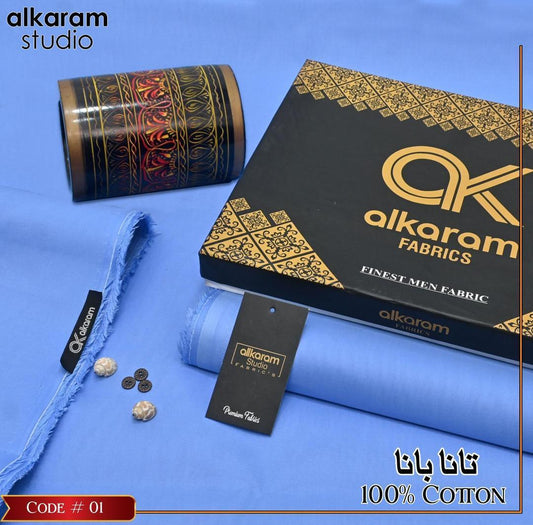Cotton Unstitched Suit Sky Blue Summer Eid & Wedding Formal Wear