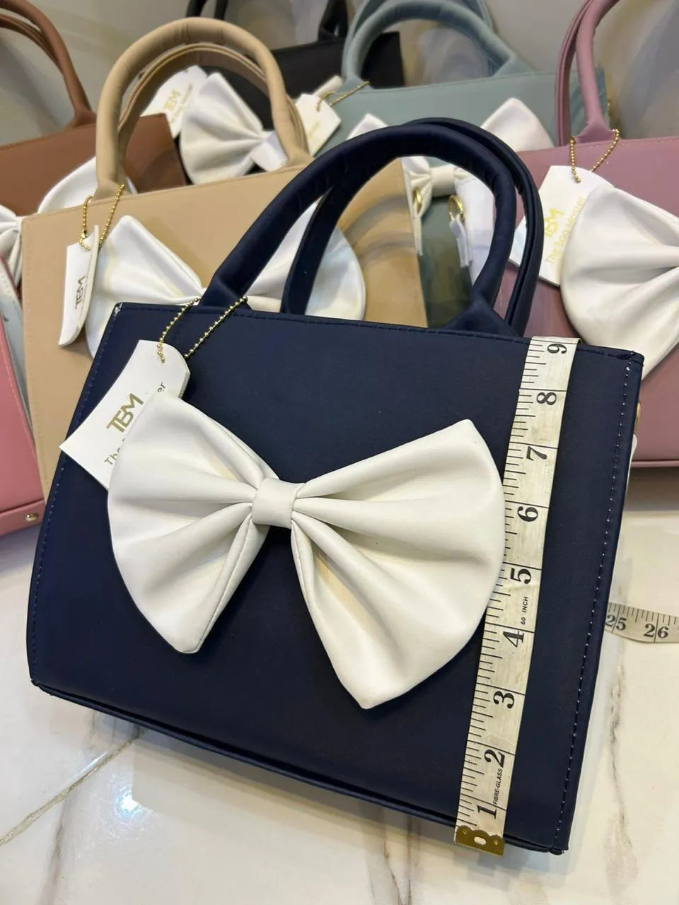 Women's Green Leather Bow Handbag with Adjustable Belt