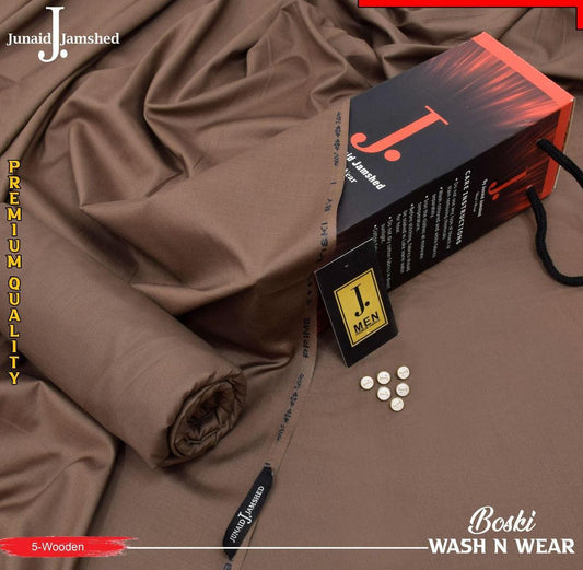 Men's Wash & Wear Plain Brown Suit Brown