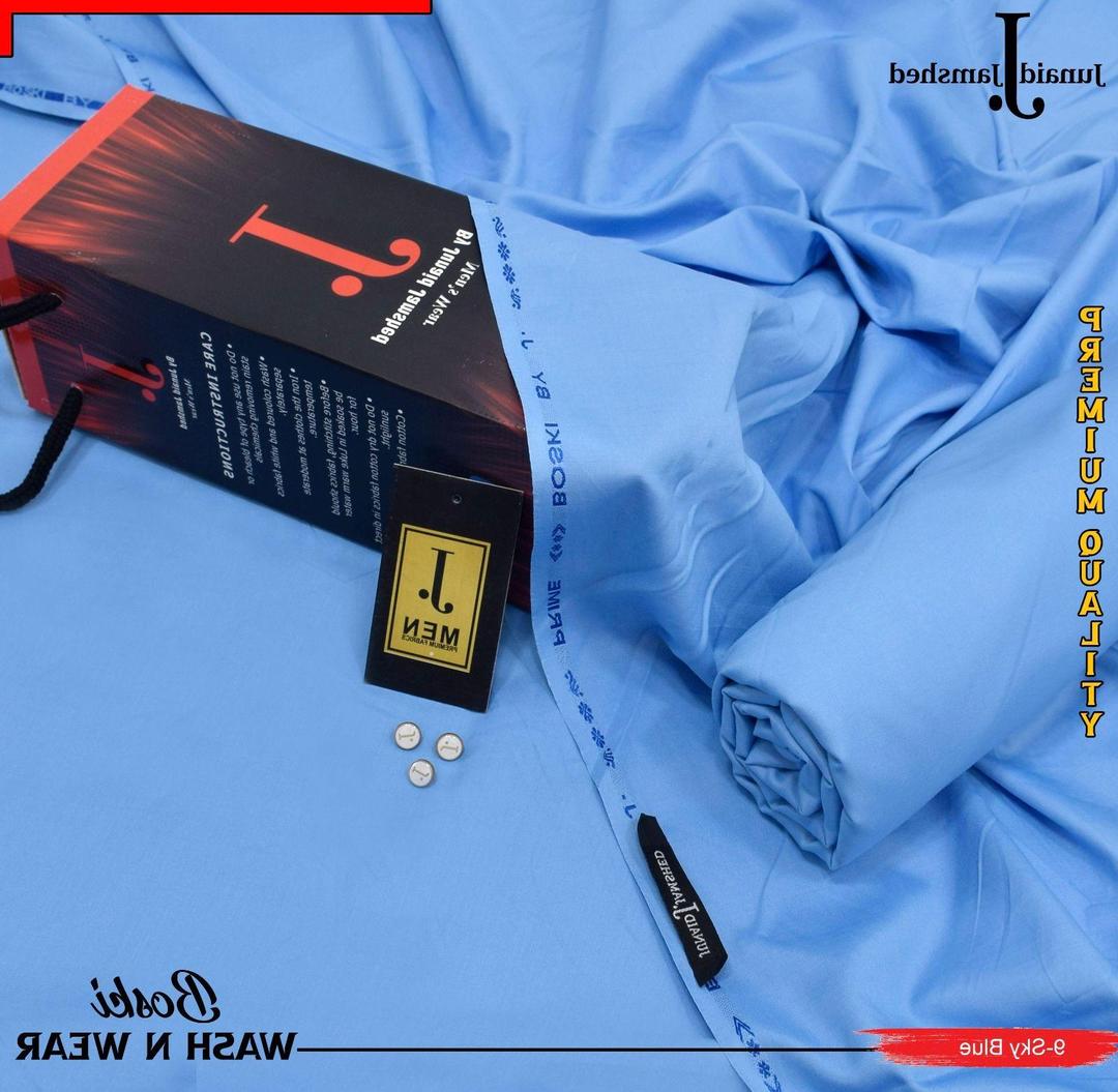 Men's Wash & Wear Sky Blue Suit Boski Junaid Jamshed