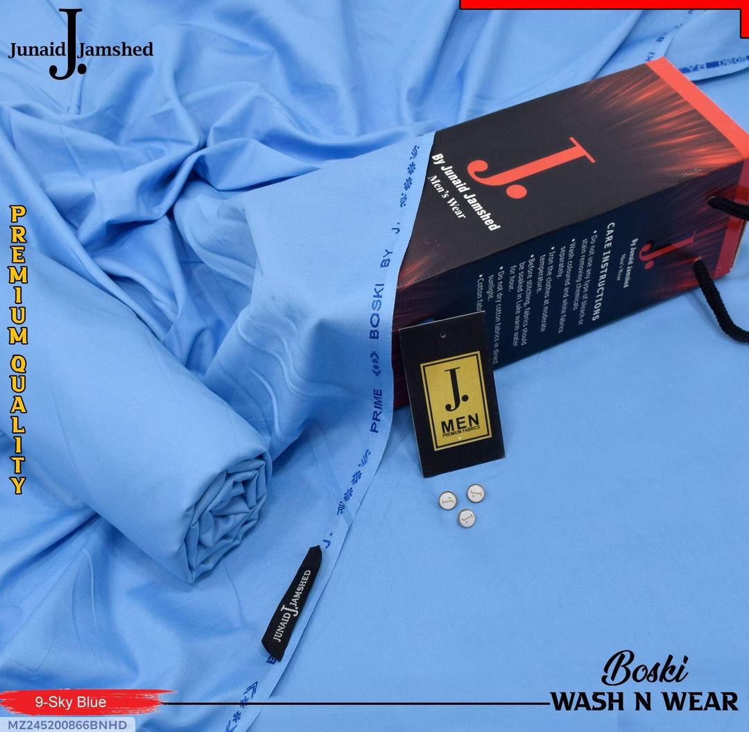 Men's Wash & Wear Sky Blue Suit Boski Junaid Jamshed