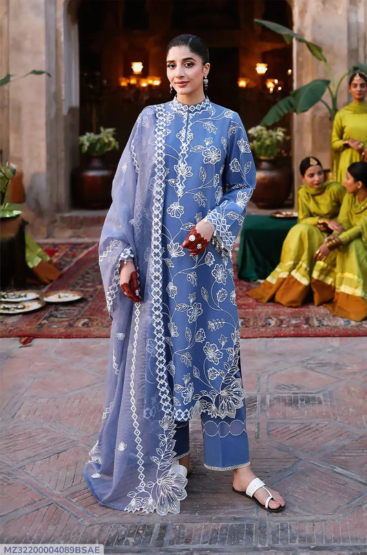 3 Pcs Women's Lawn Unstitched Embroidered Suit