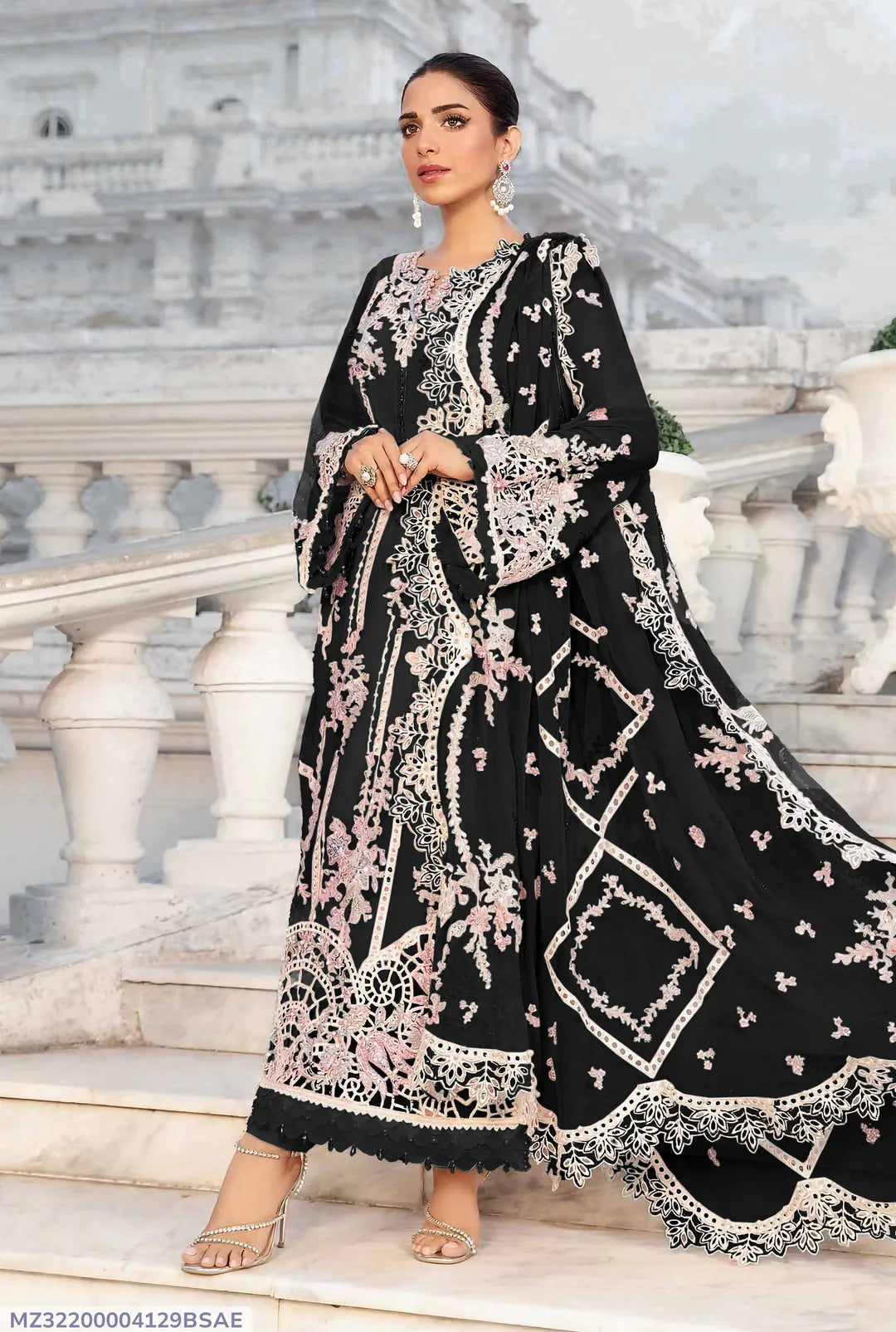 3 Pcs Women's Unstitched Embroidered Suit