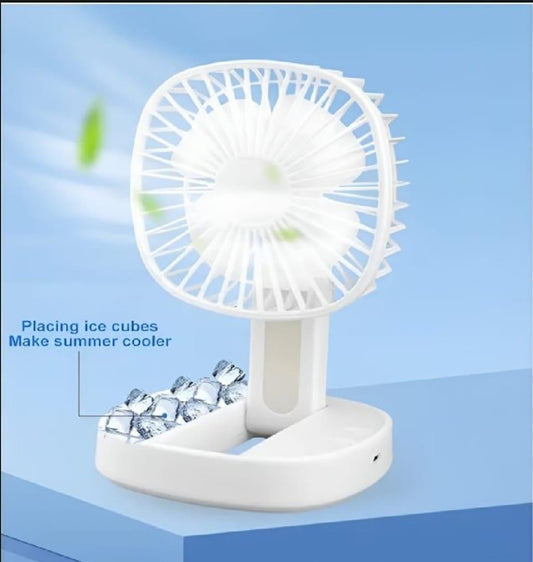 Ice Cube Cooling Desk Fan Portable White