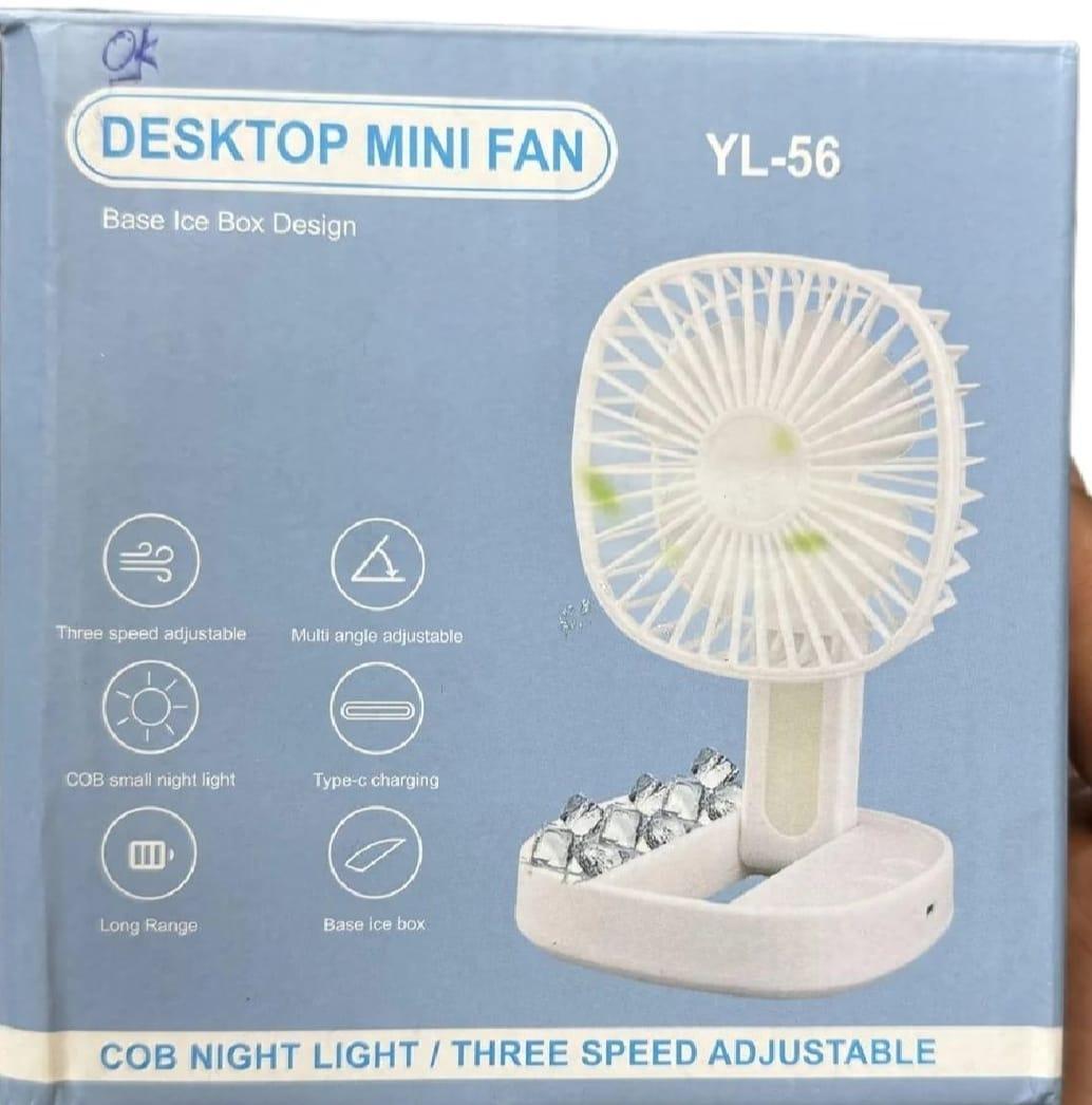 Ice Cube Cooling Desk Fan Portable White