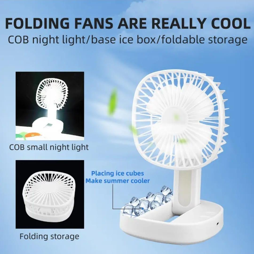 Ice Cube Cooling Desk Fan Portable White