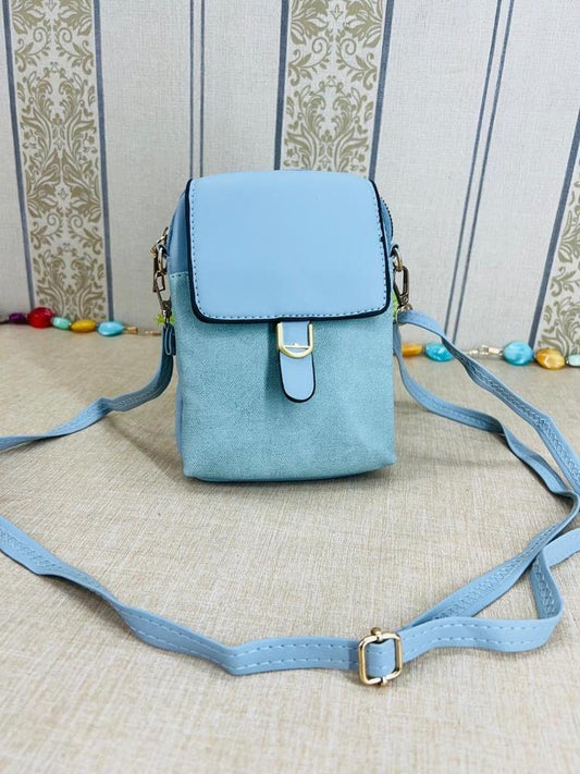 Soft Blue Phone Pouch with Adjustable Strap