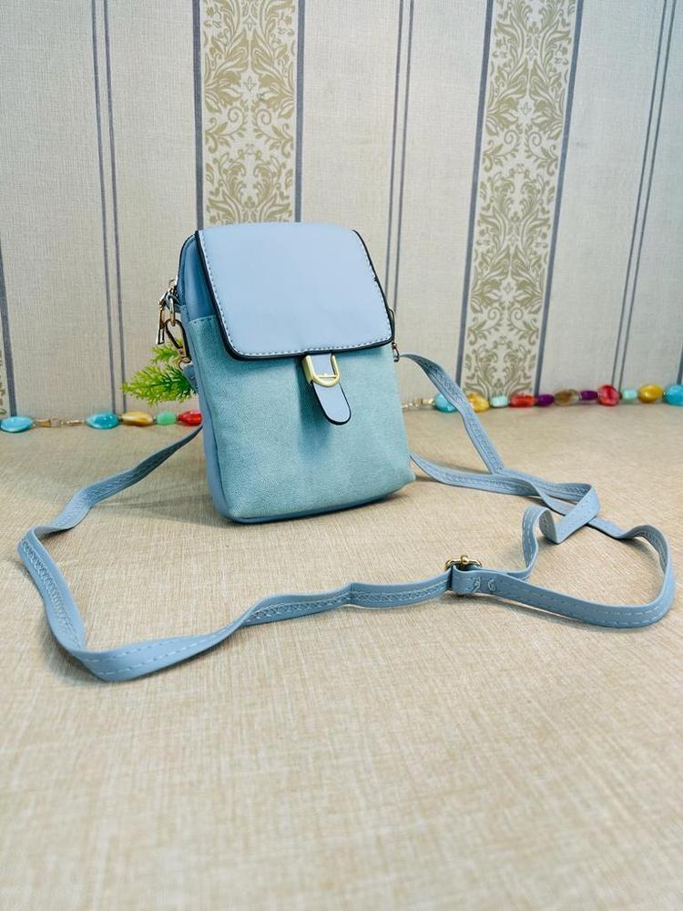 Soft Blue Phone Pouch with Adjustable Strap