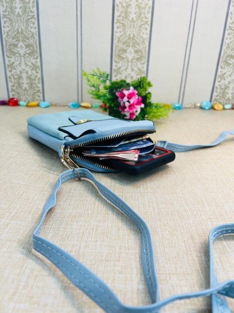 Soft Blue Phone Pouch with Adjustable Strap