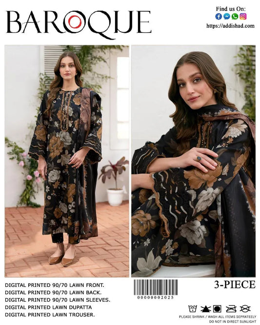 Digital Print Lawn 3-Piece Unstitched Suit (Different Colors) Click Here