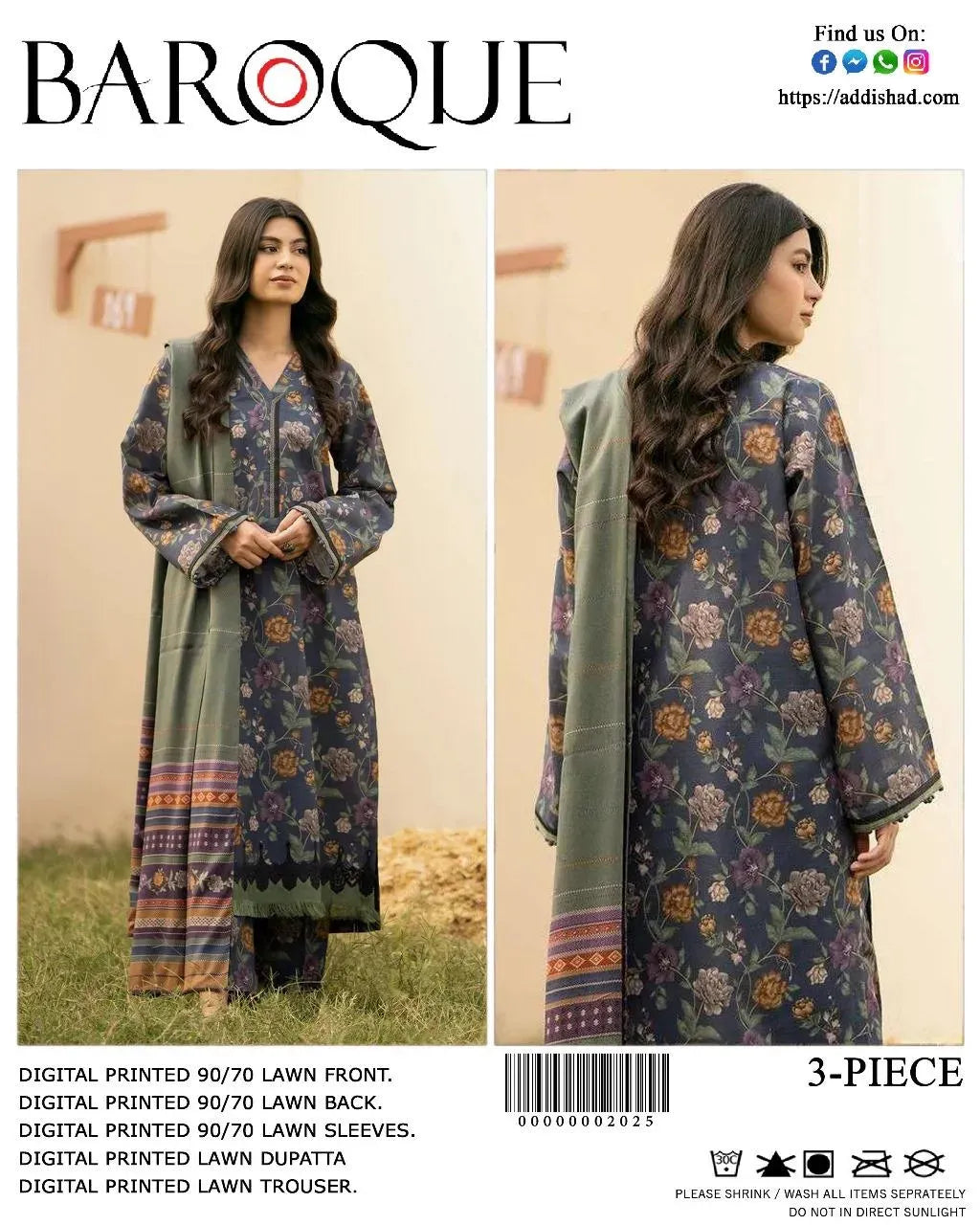Digital Print Lawn 3-Piece Unstitched Suit (Different Colors) Click Here