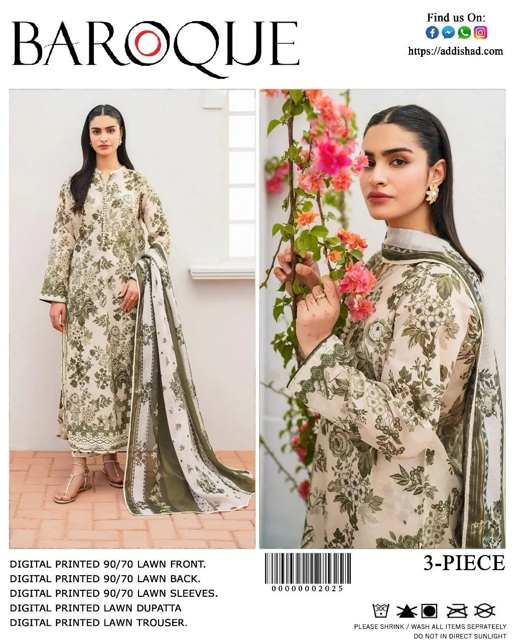 Digital Print Lawn 3-Piece Unstitched Suit (Different Colors) Click Here