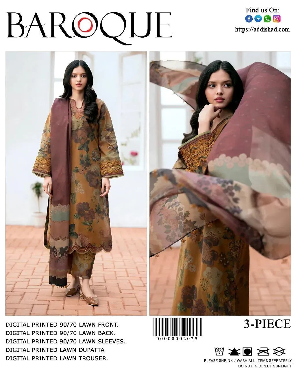 Digital Print Lawn 3-Piece Unstitched Suit (Different Colors) Click Here