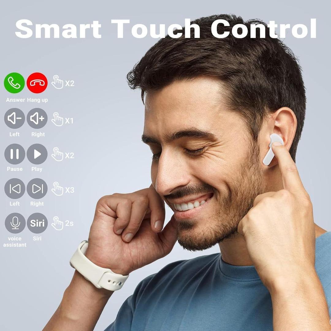 Stylish Bluetooth Earbuds with Clear Case & Water Resistant
