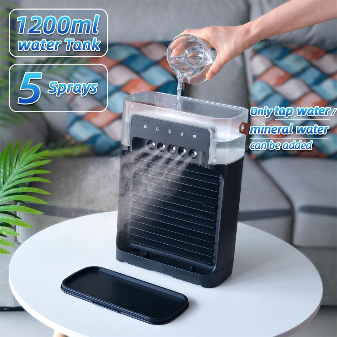 Mini Air Cooler Remote Control Black ABS 3cm