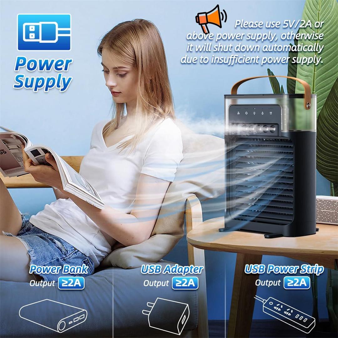 Mini Air Cooler Remote Control Black ABS 3cm