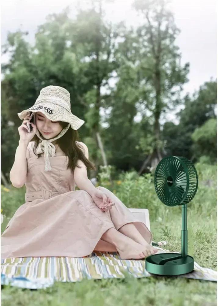 Portable Rechargeable Fan Green 3 Speed ABS