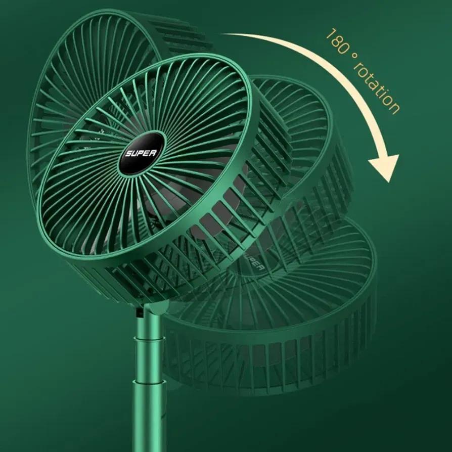 Portable Rechargeable Fan Green 3 Speed ABS
