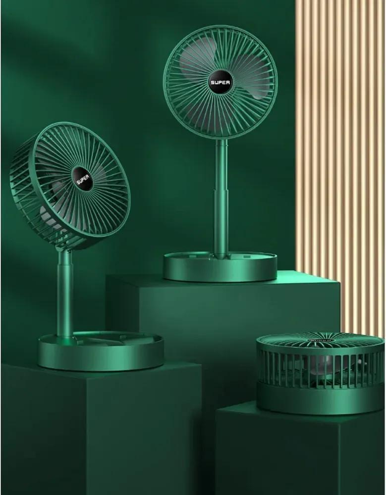 Portable Rechargeable Fan Green 3 Speed ABS